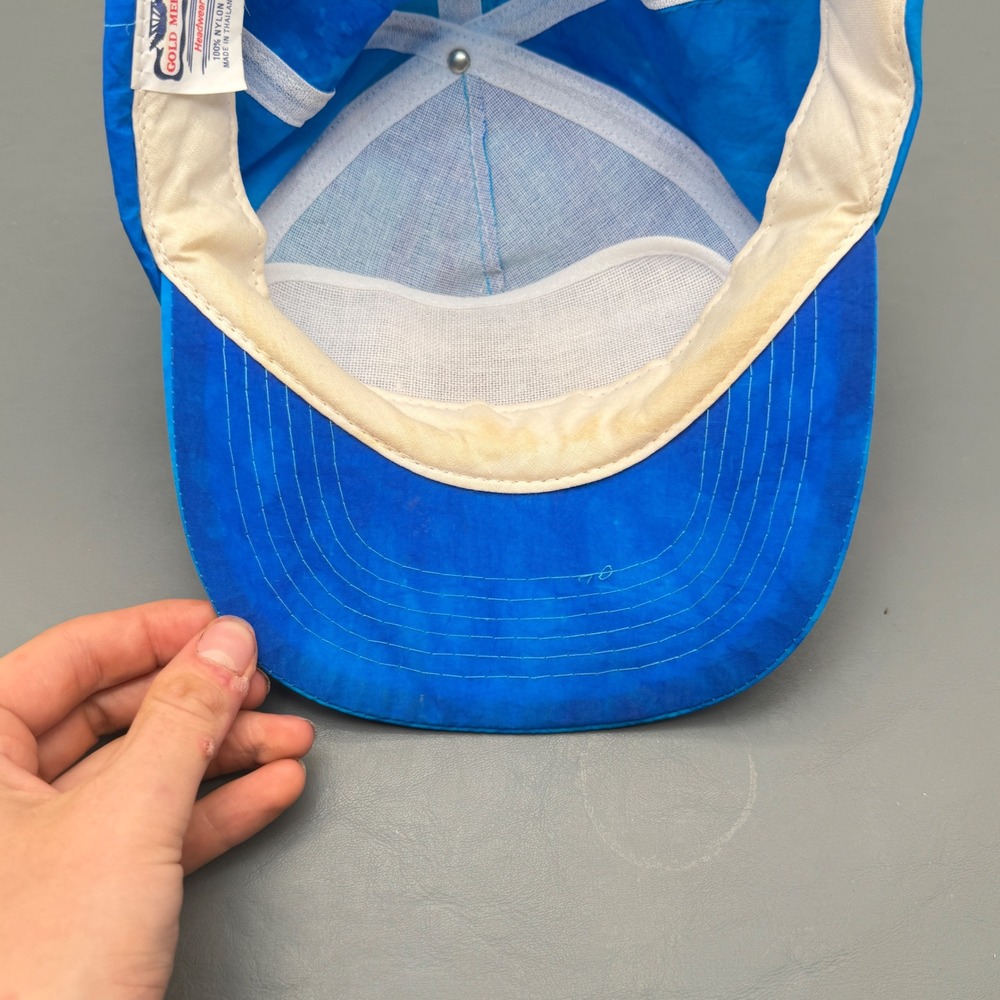 Vintage 90s Camel Smooth Character Joe Camel Blue Tie Die Nylon Snapback Hat - Picture 8 of 9
